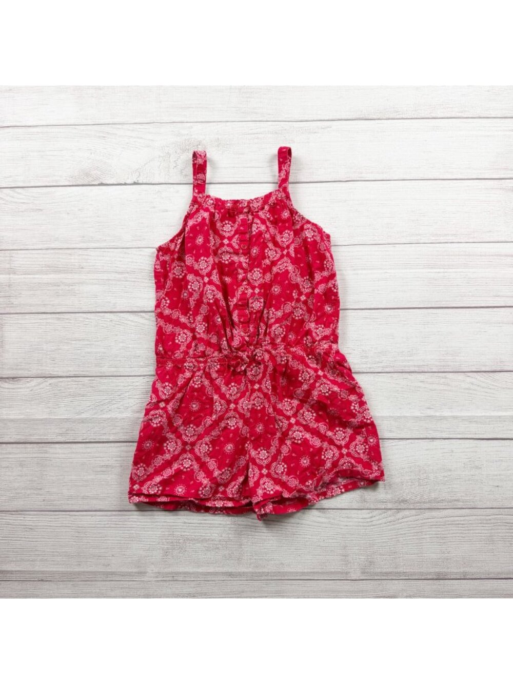 OshKosh Bgosh Red Floral Print Girls Sleeveless Romper 10